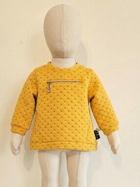 Deux Par Deux Mustard Quilted Baby Pullover with Zipper Detail